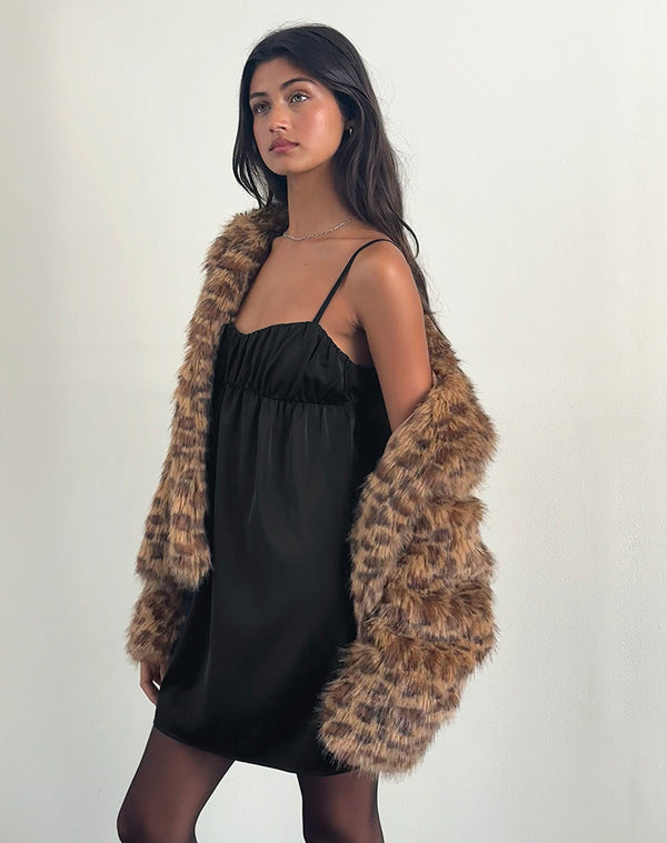 motel rocks Cadenza Square Neck Slip Mini Dress in Black