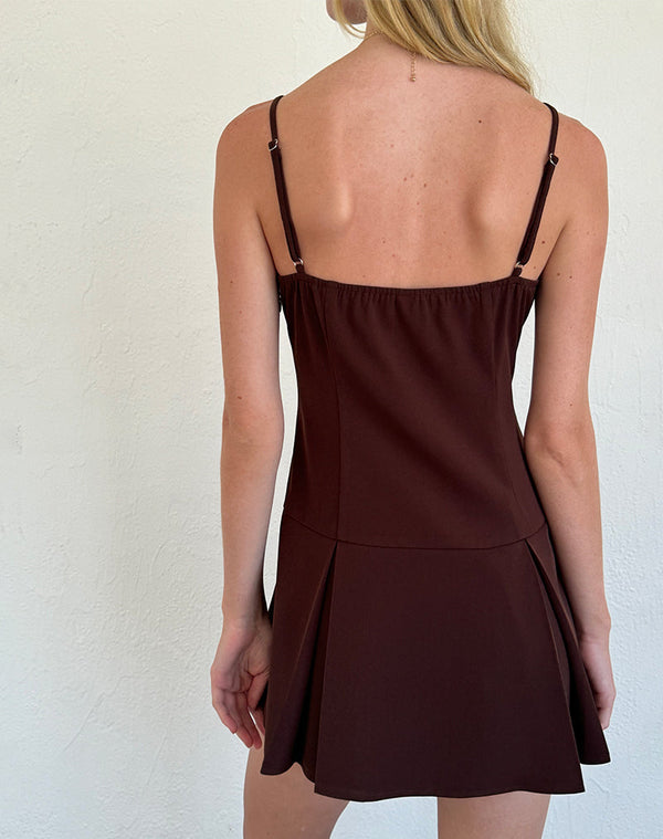 Motel Rocks Calilia Cami Dress In Bitter Chocolate With Pink Bows