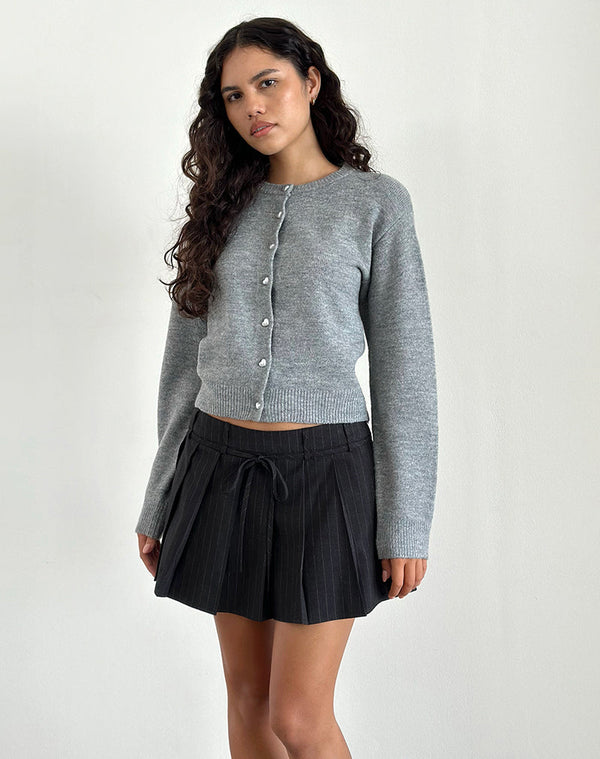 Motel Rocks Calina Pleated Mini Skirt In Black Pinstripe