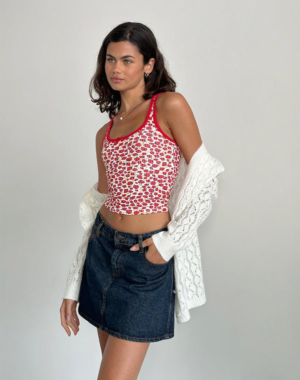 motel rocks Carili Vest Top in Strawberry 2023 Print