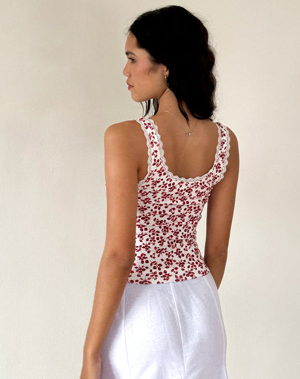 Motel Rocks Carillo Top In Summer Strawberry Off White