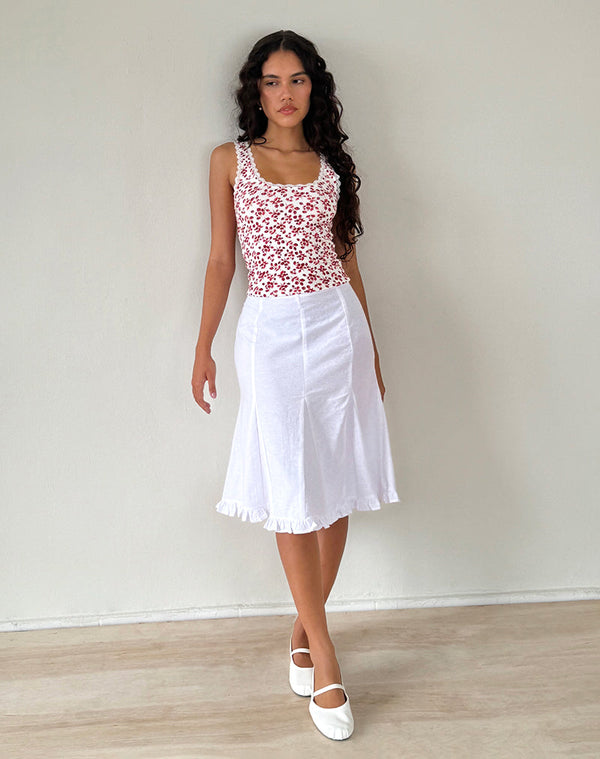 Motel Rocks Carillo Top In Summer Strawberry Off White