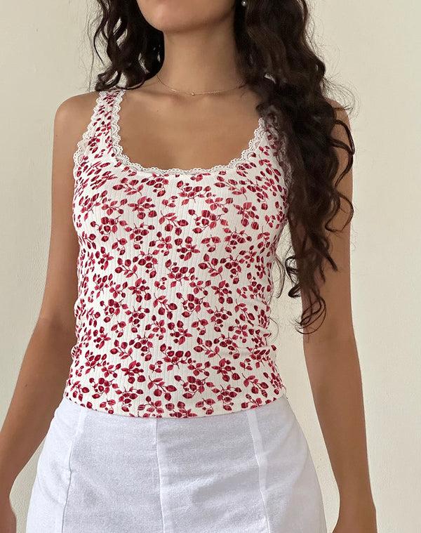 motel rocks Carillo Top in Summer Strawberry Off White
