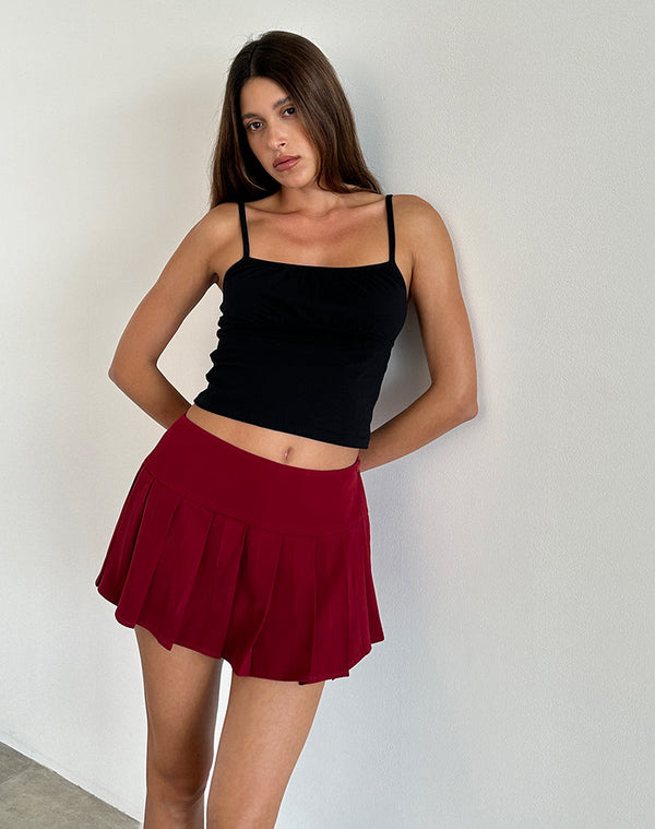 Motel Rocks Casini Mini Skirt In Soft Tailoring Burgundy