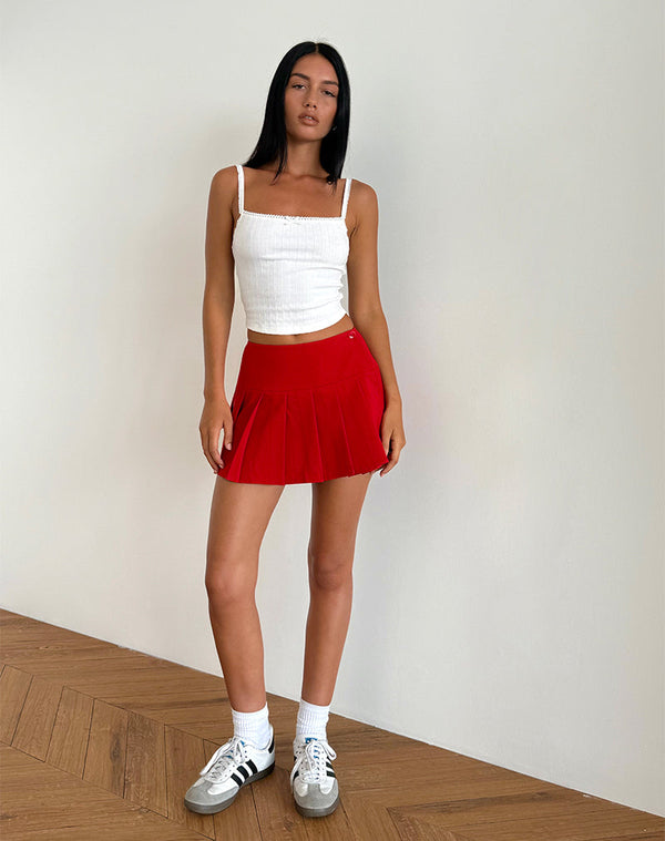 Motel Rocks Casini Mini Skirt In Soft Tailoring Red