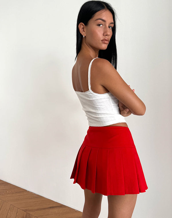 Motel Rocks Casini Mini Skirt In Soft Tailoring Red