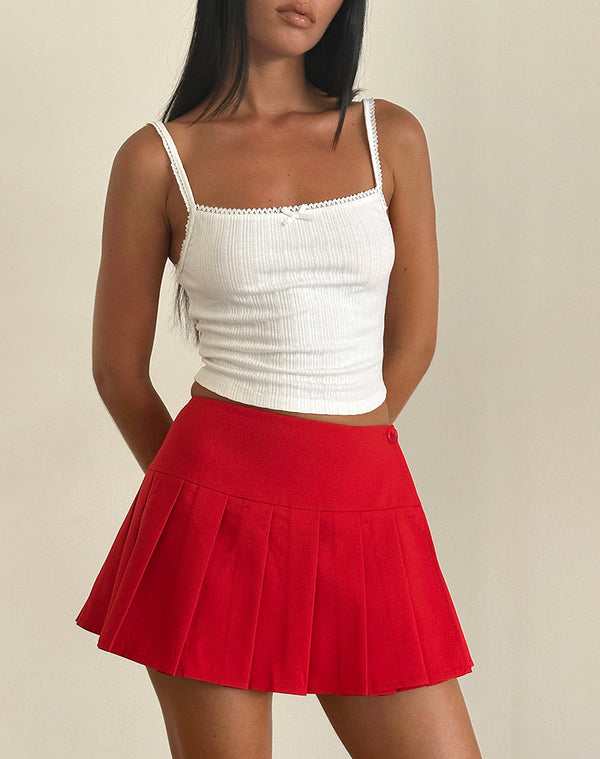 motel rocks Casini Mini Skirt in Soft Tailoring Red