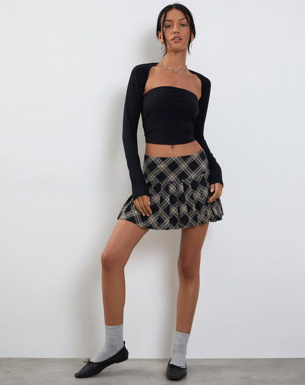 Motel Rocks Casini Pleated Micro Skirt In Black And Grey Check