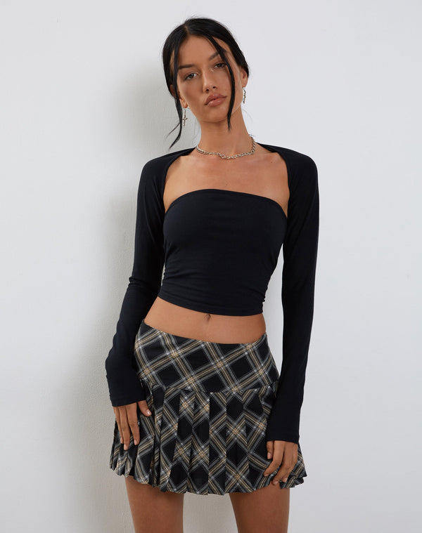 motel rocks Casini Pleated Micro Skirt in Black and Grey Check