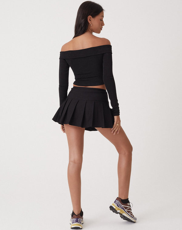 Motel Rocks Casini Pleated Micro Skirt In Tailoring Black