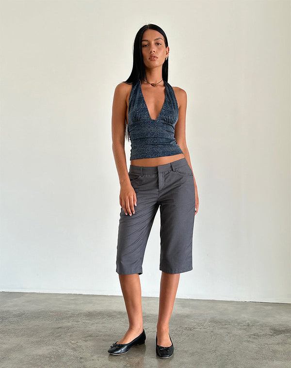 Motel Rocks Cosimo Halterneck Top In Midnight Shimmer