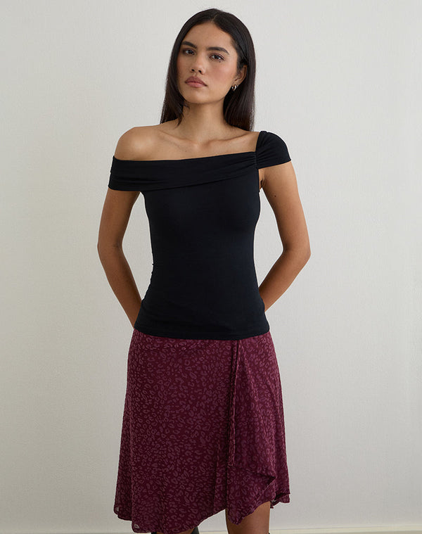 Motel Rocks Cuthbe Off The Shoulder Twist Top In Black