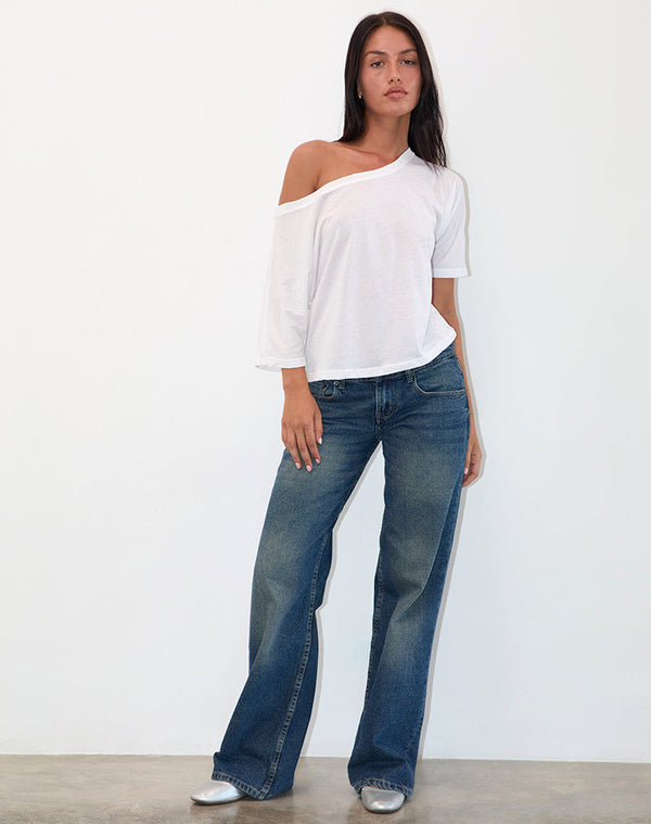 Motel Rocks Daman Off Shoulder Basic Jersey Top In White