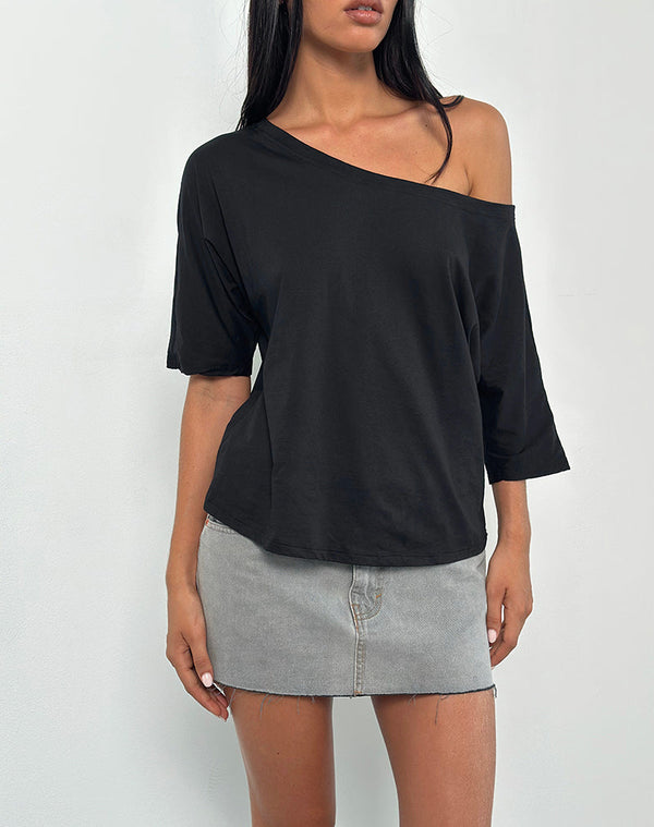 Motel Rocks Daman Off-The-Shoulder Basic Top In Black