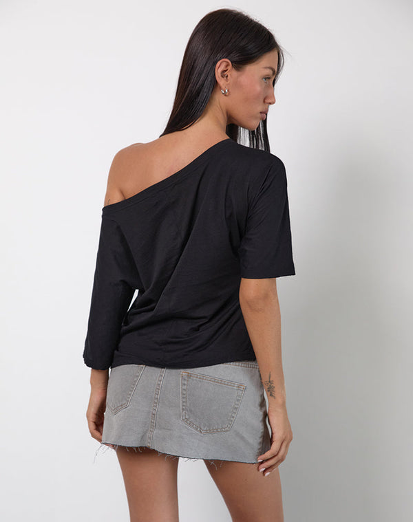Motel Rocks Daman Off-The-Shoulder Basic Top In Black