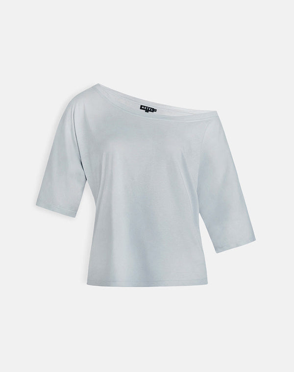 Motel Rocks Daman Off-The-Shoulder Basic Top In Light Steel