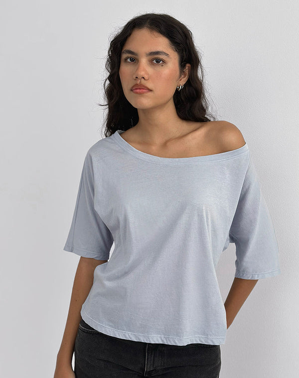Motel Rocks Daman Off-The-Shoulder Basic Top In Light Steel