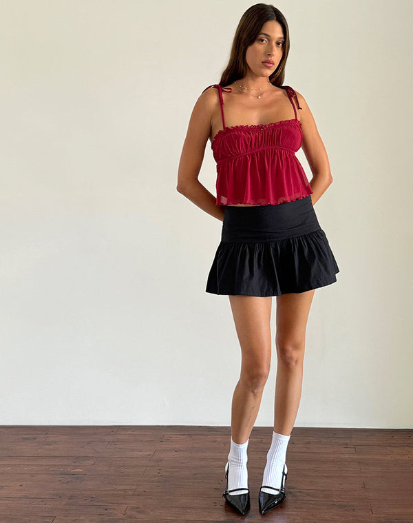Motel Rocks Damaris Cami Top In Red Cherry With Red Binding