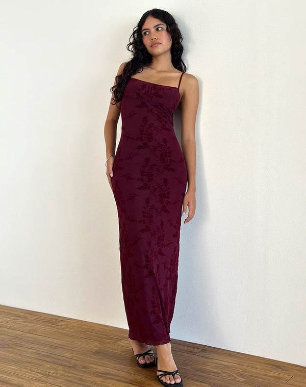 Motel Rocks Darsih Maxi Dress In Botanical Flower Maroon