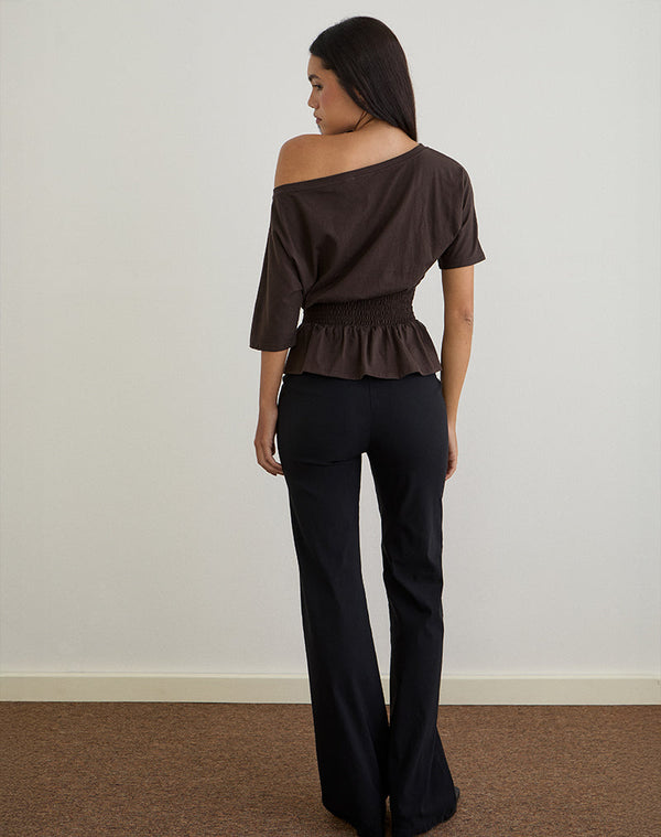 Motel Rocks Domani Off The Shoulder Top In Chocolate