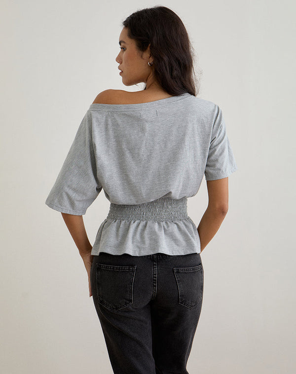 Motel Rocks Domani Off The Shoulder Top In Grey Marl