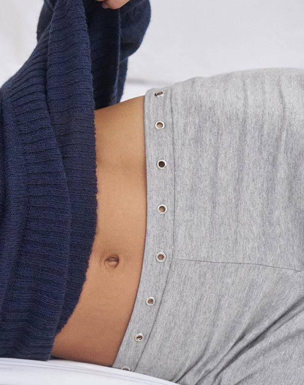 Motel Rocks Dorala Low Rise Trousers With Eyelets In Grey Marl