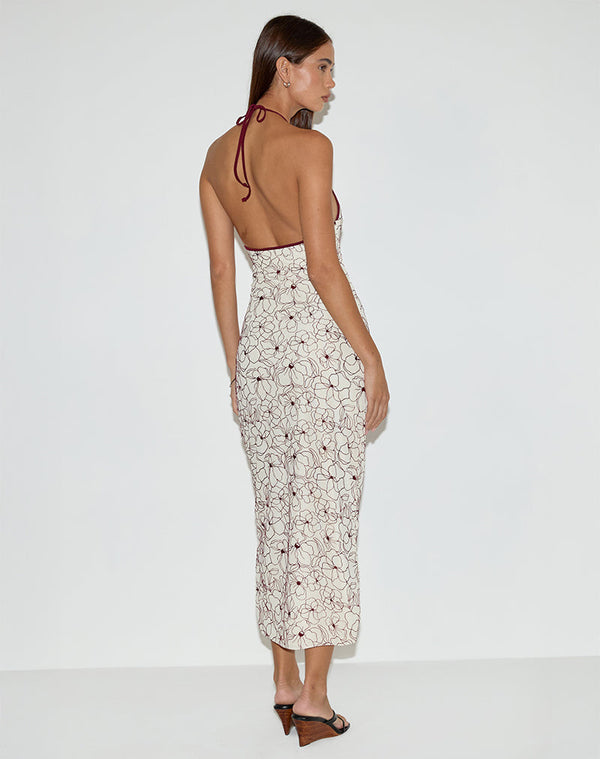 Motel Rocks Druvish Midi Dress In Line Flower Cream