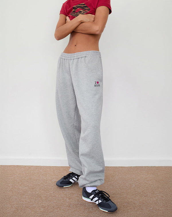 Motel Rocks Emiko Oversized Joggers In Grey Marl With I Love 2010's Print