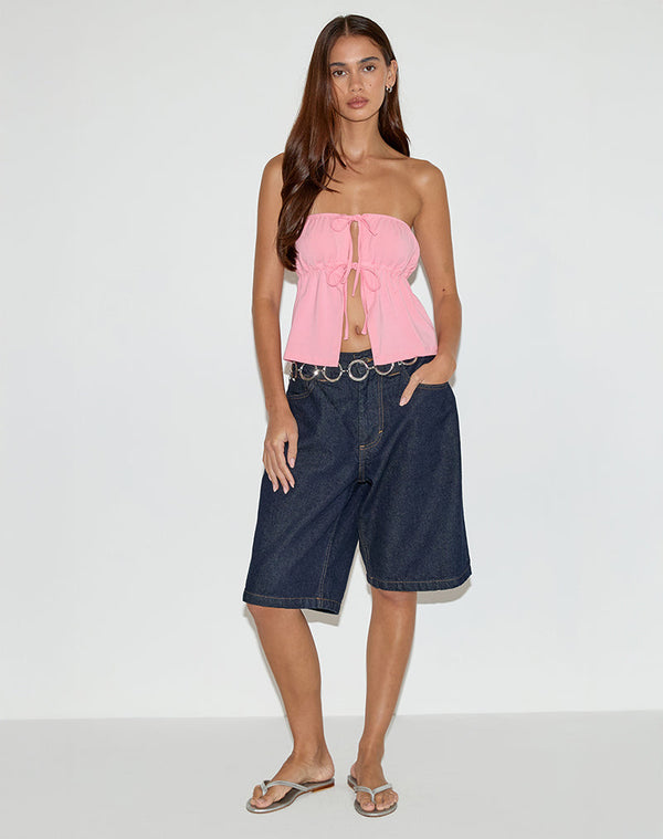 Motel Rocks Ender Tie Bandeau Top In Rayon Ballet Pink