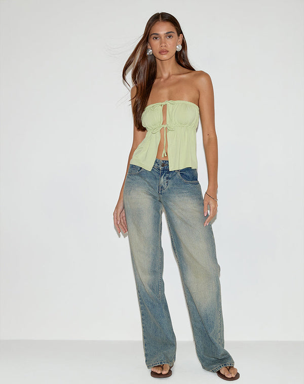 Motel Rocks Ender Tie Bandeau Top In Rayon Pistachio