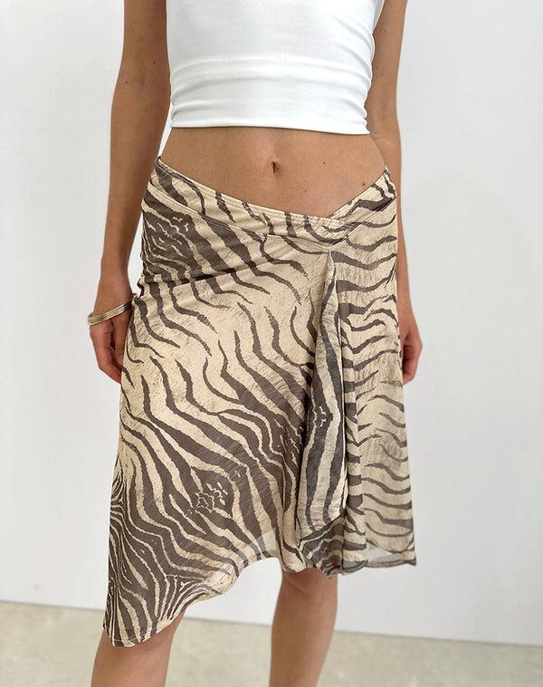 Motel Rocks Esmeray Midi Skirt In Wild Animal Neutral