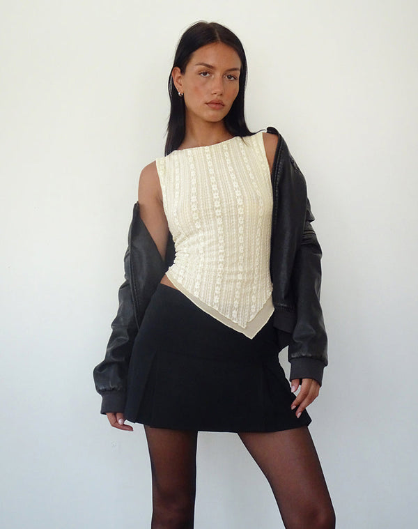 Motel Rocks Etta Double Layered Lace Vest Top In Cream