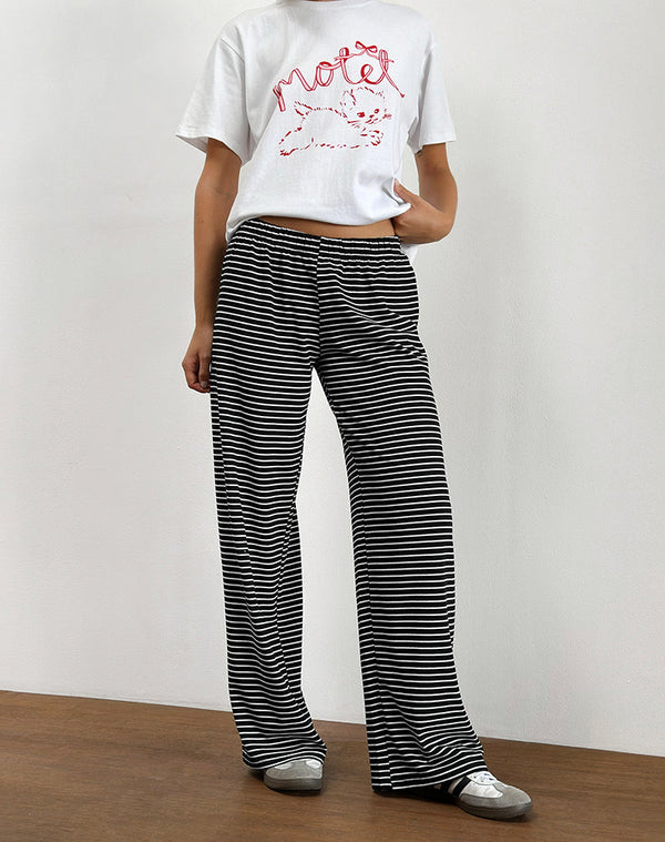 motel rocks Eunice Trouser in Black and White Stripe