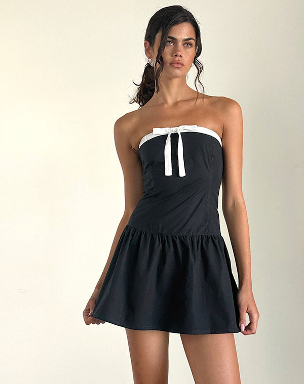 Motel Rocks Faelas Mini Dress In Tap Shoe With Off White Bows