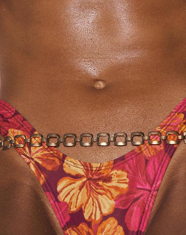 Motel Rocks Farida Bikini Bottom In Sketchy Hibiscus Burgundy