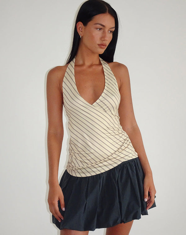 motel rocks Fayez Slinky Top in Yellow Diagonal Stripe