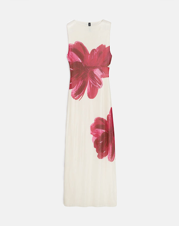 motel rocks Fayola Printed Maxi Dress in Cream with Red Watercolour Flower