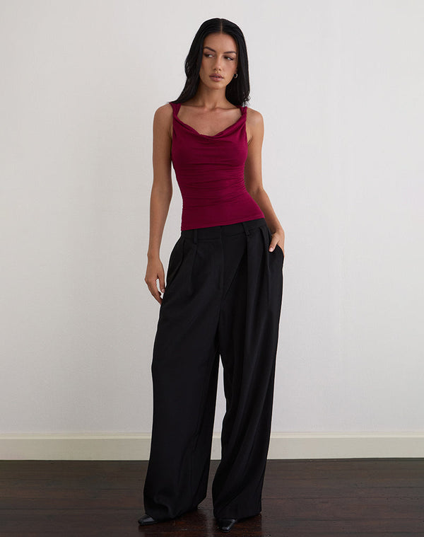 Motel Rocks Imrie Open Back Top In Rayon Jersey Burgundy