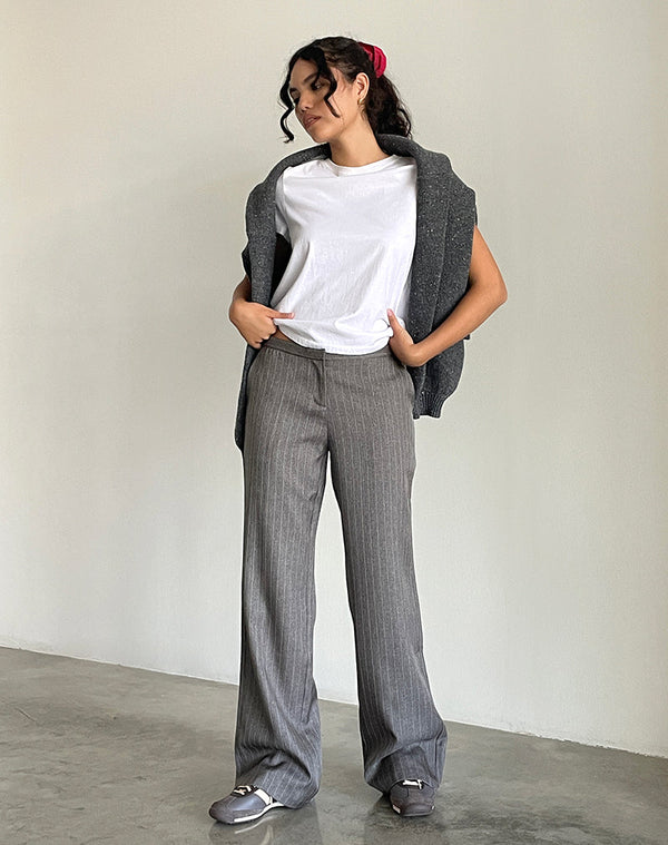 Motel Rocks Jaliba Smart Trouser In Grey Pinstripe Tailoring