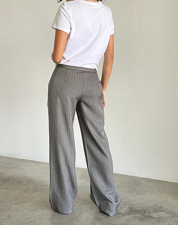 Motel Rocks Jaliba Smart Trouser In Grey Pinstripe Tailoring