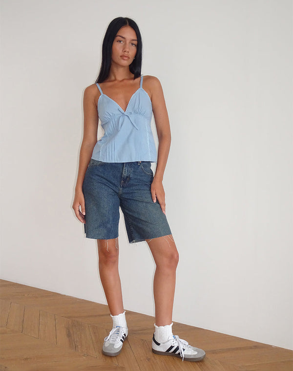 Motel Rocks Jepuni Cami Top In Nantucket Blue Poplin