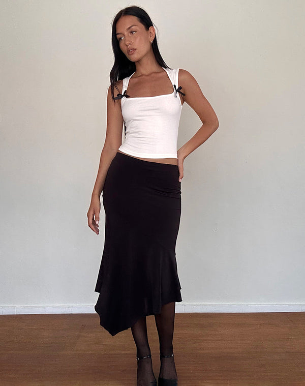 Motel Rocks Jiniso Crop Top In Off White With Black Bows