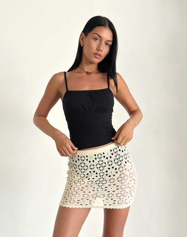 Motel Rocks Jovita Mini Skirt In Crochet Buttercream