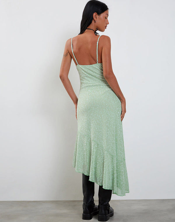 Motel Rocks Kavala Midi Dress In Shadow Floral Sage