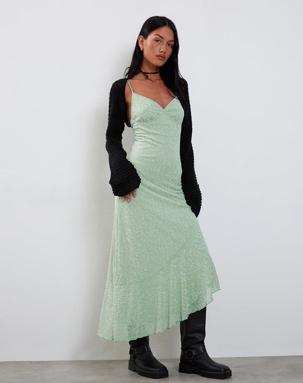 Motel Rocks Kavala Midi Dress In Shadow Floral Sage