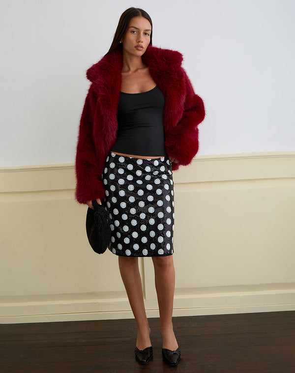 Motel Rocks Kavivi Midi Skirt In Polka Sequin Monochrome
