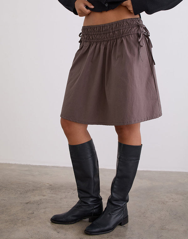 motel rocks Khimar Gathered Midi Skirt in Peppercorn