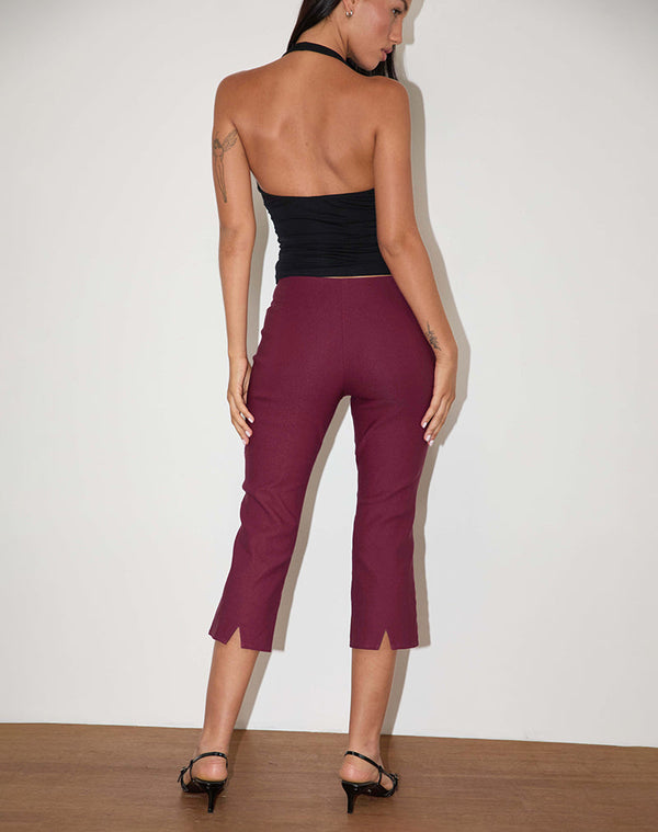 Motel Rocks Kila Capri Trousers In Tailoring Burgundy