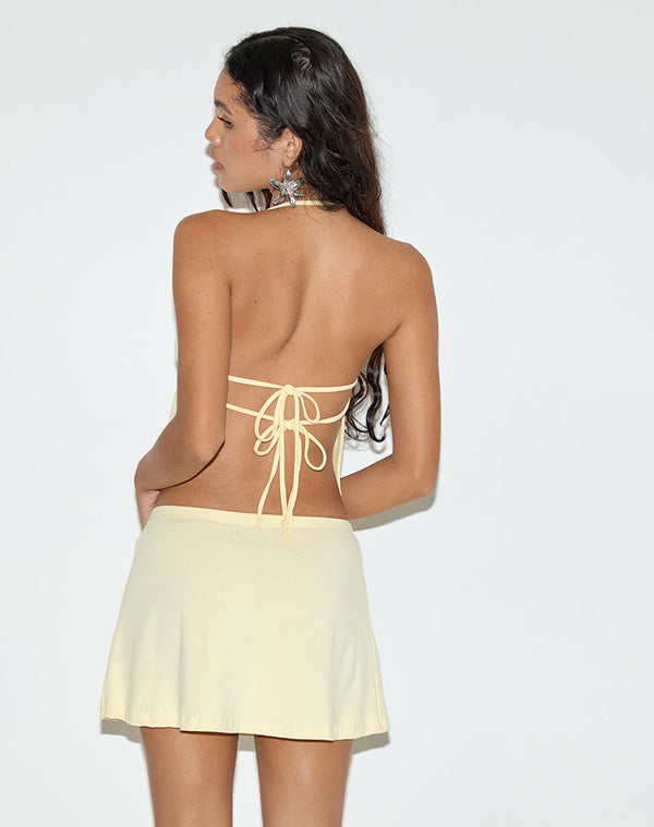 Motel Rocks Kins Asymmetric Halterneck Top In Rayon Lemon