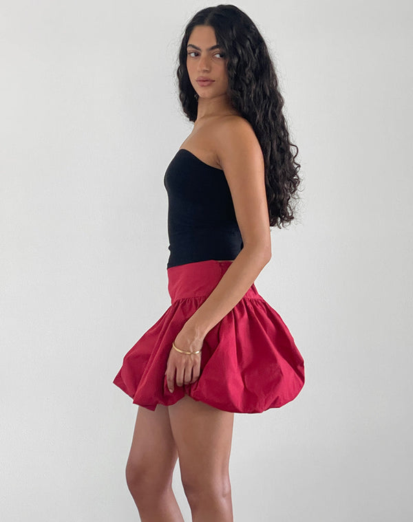 Motel Rocks Kiyowo Puffball Mini Skirt In Adrenaline Red